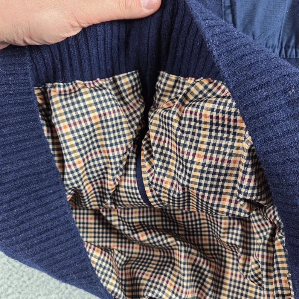 Orvis Jacket Mens Large Navy Blue Wool Shooting Hunting Full‎ Zip Bomber